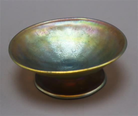 A Tiffany favrile footed dish diameter 10.5cm